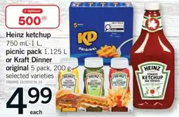 Fortinos Heinz ketchup, picnic pack or kraft dinner original offer