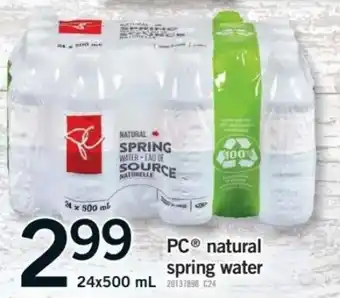 Fortinos PC natural spring water offer