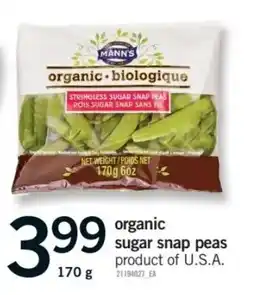 Fortinos Organic sugar snap peas offer