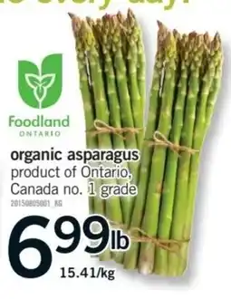 Fortinos Organic asparagus offer