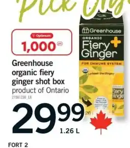 Fortinos Greenhouse organic fiery ginger shot box offer