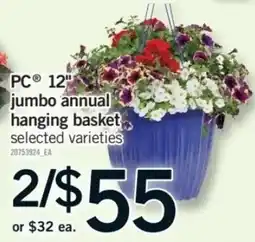 Fortinos PC 12" jumbo annual hanging basket offer