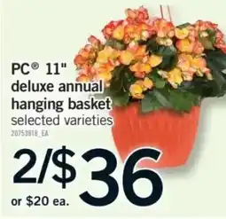 Fortinos PC 11" deluxe annual hanging basket offer