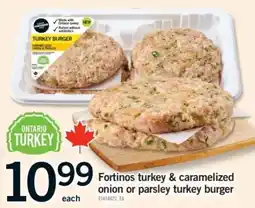 Fortinos Fortinos turkey & caramelized onion or parsley turkey burger offer