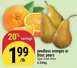 Marché Adonis Seedless oranges or Bosc pears offer