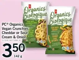 Fortinos PC Organics Vegan Crunchies Cheddar or Sour Cream & Onion offer