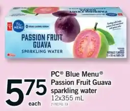 Fortinos PC Blue Menu Passion Fruit Guava sparkling water offer