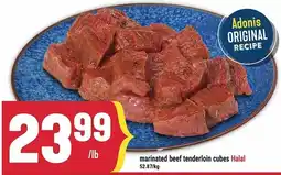 Marché Adonis Marinated beef tenderloin cubes halal offer