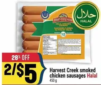 Marché Adonis Harvest Creek smoked chicken sausages Halal offer