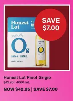 LCBO Honest Lot Pinot Grigio offer