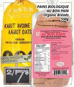 Supermarché PA PAINS BIOLOGIQUE AU BON PAIN | Organic Breads offer