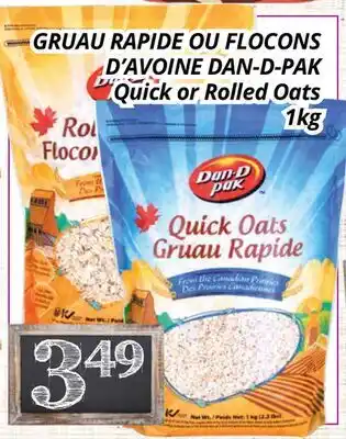 Supermarché PA GRUAU RAPIDE OU FLOCONS D'AVOINE DAN-D-PAK | QUICK OR ROLLED OATS offer
