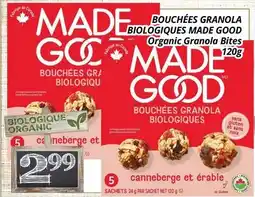 Supermarché PA BOUCHÉES GRANOLA BIOLOGIQUES MADE GOOD | ORGANIC GRANOLA BITES offer