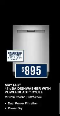 Leon's Maytag Fingerprint Resistant Stainless Steel Dishwasher (47 dBA)- MDPS7024SZ offer
