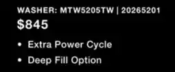 Leon's Maytag White Top Load Agitator Washer (5.4 Cu. Ft. IEC) with Extra Power Cycle - MTW5205TW offer