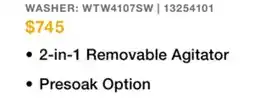 Leon's Whirlpool White Top Load Washer (4.8 Cu. Ft. IEC) - WTW4107SW offer