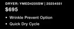 Leon's Maytag White Electric Dryer (7.0 Cu. Ft.) with Wrinkle Prevent Option - YMED4205SW offer