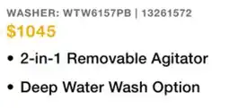 Leon's Whirlpool Volcano Black Top Load Washer (6.1 Cu Ft) - WTW6157PB offer