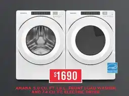 Leon's Amana White Front-Load Washer (5.0 cu. ft.) & Electric Dryer (7.4 cu. ft.) - NFW5800HW/YNED5800HW offer