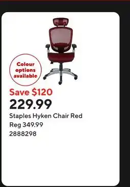 Staples Staples Hyken Chair Red offer