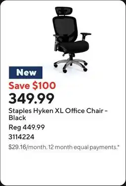 Staples Staples Hyken XL Office Chair - Black offer