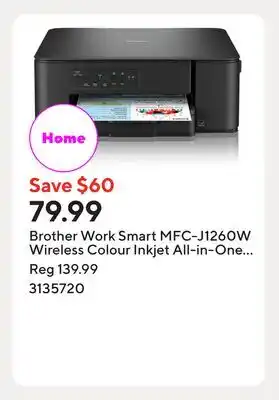Staples Brother Work Smart MFC-J1260W Wireless Colour Inkjet All-in-One Printer offer