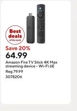 Staples Amazon Fire TV Stick 4K Max streaming device - Wi-Fi 6E offer