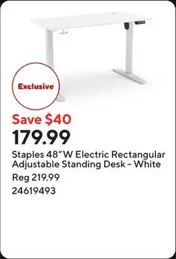 Staples Staples 48W Electric Rectangular Adjustable Standing Desk - White offer