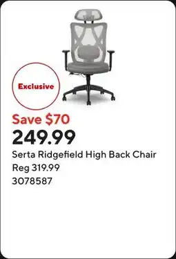 Staples Serta Ridgefield High Back Chair offer
