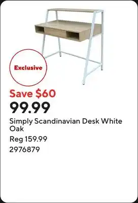 Staples Simply Scandinavian Desk White Oak offer