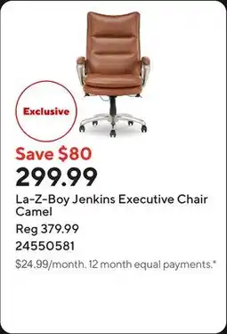 Staples La-Z-Boy Jenkins Executive Chair Camel offer