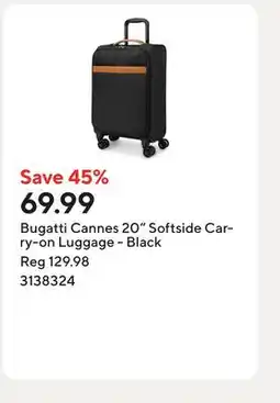 Staples Bugatti Cannes 20 Softside Carry-on Luggage - Black offer