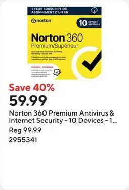Staples Norton 360 Premium Antivirus & Internet Security - 10 Devices - 1 Year Subscription offer