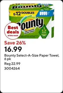 Staples Bounty Select-A-Size Paper Towel offer
