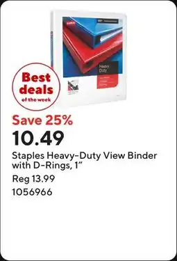 Staples Staples Heavy-Duty View Binder with D-Rings, 1 offer