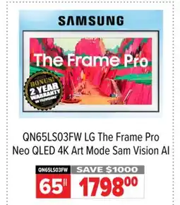 2001 Audio Video QN65LS03FW LG The Frame Pro Neo QLED 4K Art Mode Sam Vision AI offer