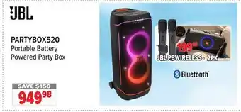 2001 Audio Video PARTYBOX520 JBL Portable Battery Powered Party Box offer