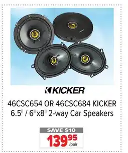 2001 Audio Video 46CSC654 OR 46CSC684 KICKER 6.5 / 6 x 8 2-way Car Speakers offer