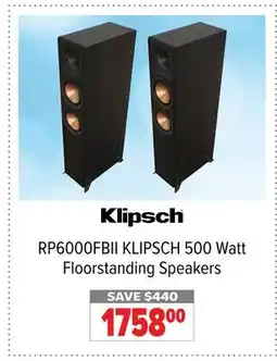 2001 Audio Video RP6000FBII KLIPSCH 500 Watt Floorstanding Speakers offer