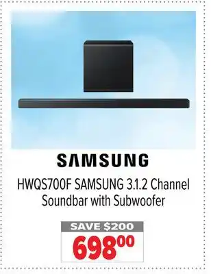 2001 Audio Video HWQS700F SAMSUNG 3.1.2 Channel Soundbar with Subwoofer offer