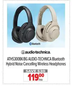 2001 Audio Video ATHS300BK/BG AUDIO-TECHNICA Bluetooth Hybrid Noise Cancelling Wireless Headphones offer