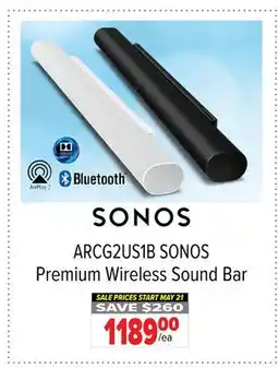 2001 Audio Video ARCG2US1B SONOS Premium Wireless Sound Bar offer