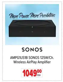 2001 Audio Video AMPG1US1B SONOS 125W/Ch. Wireless AirPlay Amplifier offer