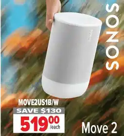2001 Audio Video MOVE2US1B/W SONOS Move 2 offer