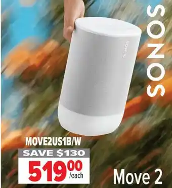 2001 Audio Video MOVE2US1B/W SONOS Move 2 offer