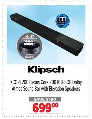 2001 Audio Video XCORE200 Flexus Core 200 KLIPSCH Dolby Atmos Sound Bar with Elevation Speakers offer
