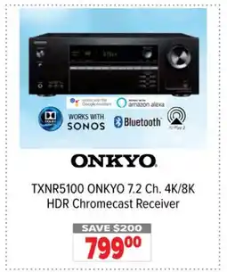 2001 Audio Video TXNR5100 ONKYO 7.2 Ch. 4K/8K HDR Chromecast Receiver offer