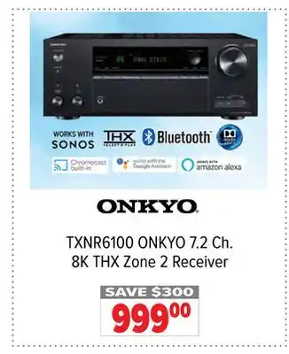 2001 Audio Video TXNR6100 ONKYO 7.2 Ch. 8K THX Zone 2 Receiver offer