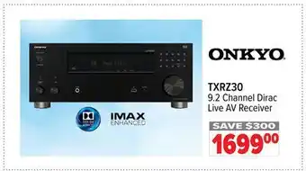 2001 Audio Video TXRZ30 ONKYO 9.2 Channel Dirac Live AV Receiver offer