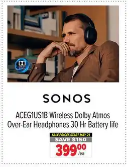 2001 Audio Video ACEG1US1B Wireless Dolby Atmos Over-Ear Headphones 30 Hr Battery life offer
